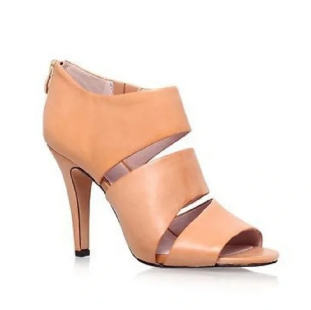 Vince Camuto Sandria Tan Peep Toe Lace Up High Heel Sandals Shoes Size 8.5